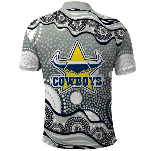 North Queensland Cowboys Polo Shirt Aboriginal Dot Pattern - Rugby Mascot Heritage Pride