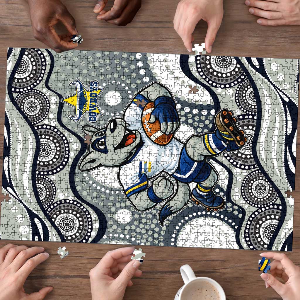 North Queensland Cowboys Puzzle Aboriginal Dot Pattern - Rugby Mascot Heritage Pride