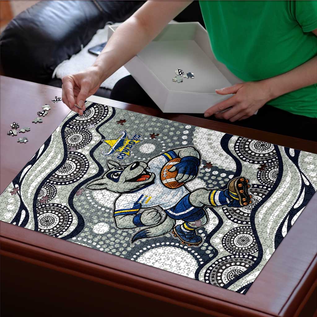 North Queensland Cowboys Puzzle Aboriginal Dot Pattern - Rugby Mascot Heritage Pride