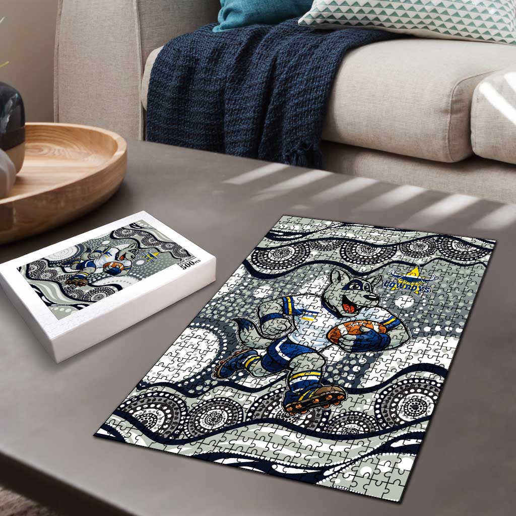 North Queensland Cowboys Puzzle Aboriginal Dot Pattern - Rugby Mascot Heritage Pride