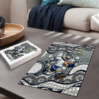 North Queensland Cowboys Puzzle Aboriginal Dot Pattern - Rugby Mascot Heritage Pride
