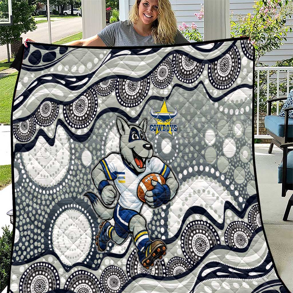 North Queensland Cowboys Quilt Aboriginal Dot Pattern - Rugby Mascot Heritage Pride