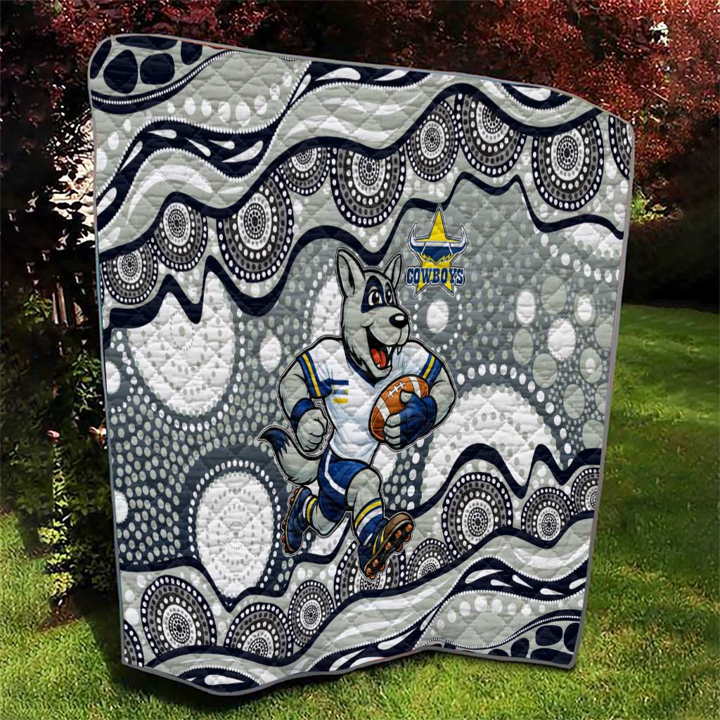 North Queensland Cowboys Quilt Aboriginal Dot Pattern - Rugby Mascot Heritage Pride