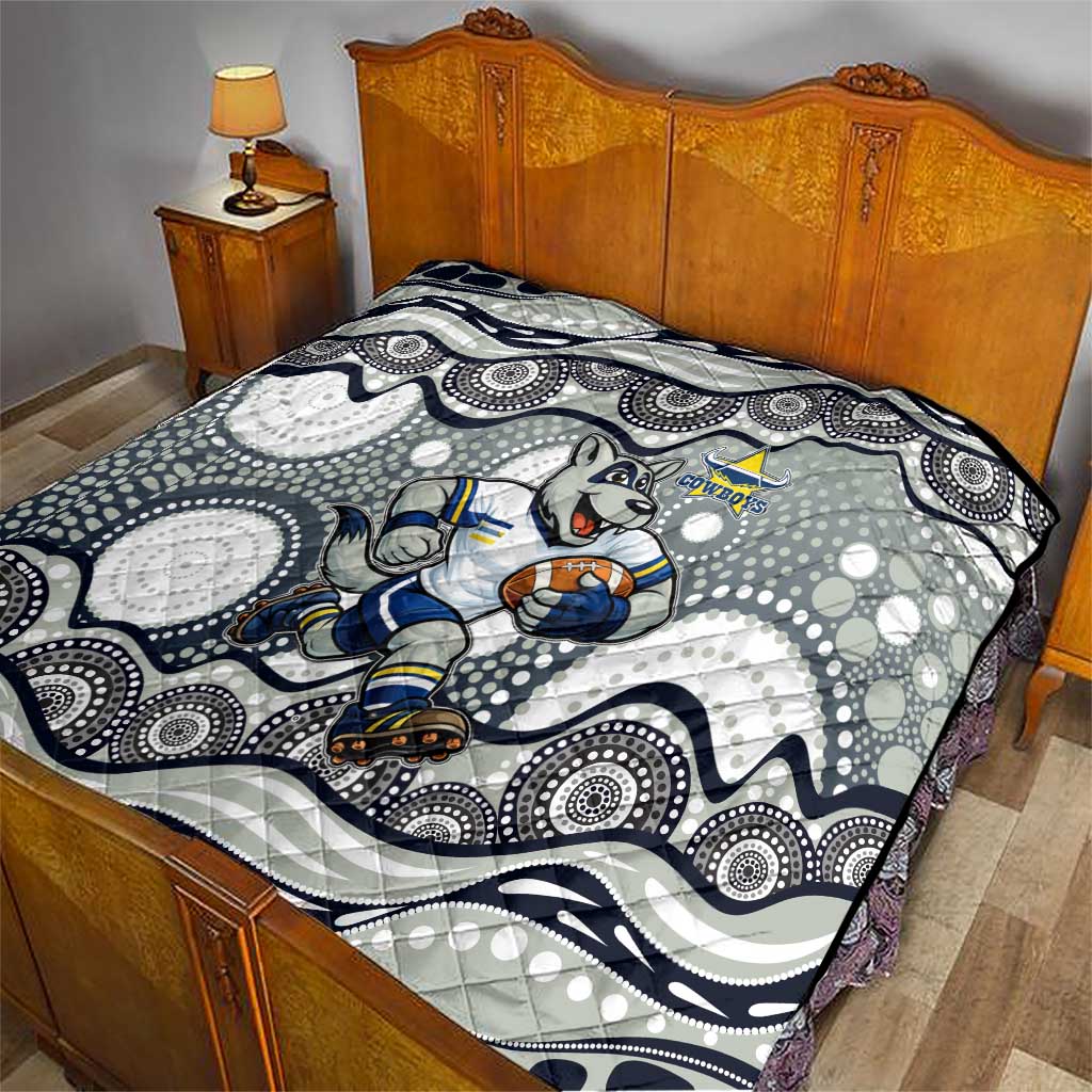 North Queensland Cowboys Quilt Aboriginal Dot Pattern - Rugby Mascot Heritage Pride