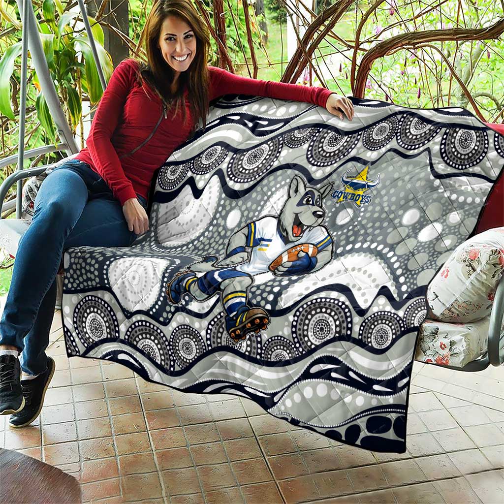 North Queensland Cowboys Quilt Aboriginal Dot Pattern - Rugby Mascot Heritage Pride
