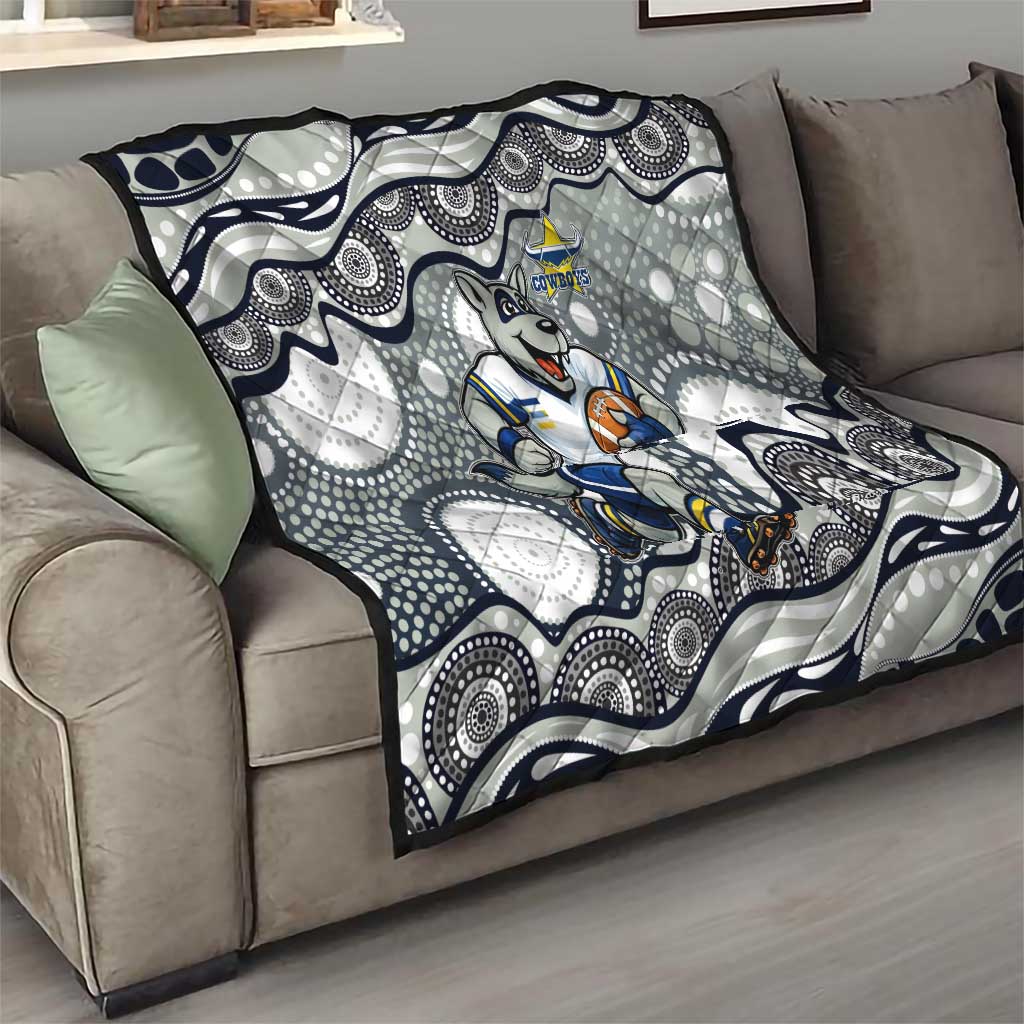 North Queensland Cowboys Quilt Aboriginal Dot Pattern - Rugby Mascot Heritage Pride
