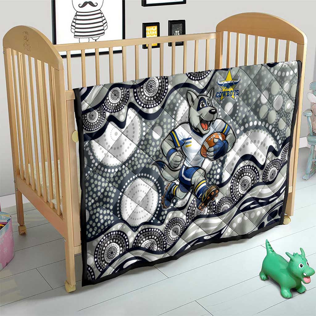 North Queensland Cowboys Quilt Aboriginal Dot Pattern - Rugby Mascot Heritage Pride