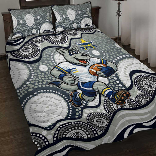 North Queensland Cowboys Quilt Bed Set Aboriginal Dot Pattern - Rugby Mascot Heritage Pride