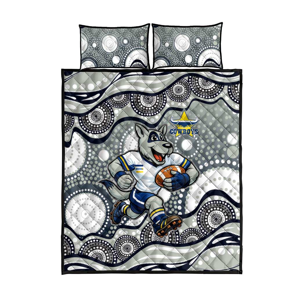 North Queensland Cowboys Quilt Bed Set Aboriginal Dot Pattern - Rugby Mascot Heritage Pride