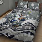 North Queensland Cowboys Quilt Bed Set Aboriginal Dot Pattern - Rugby Mascot Heritage Pride