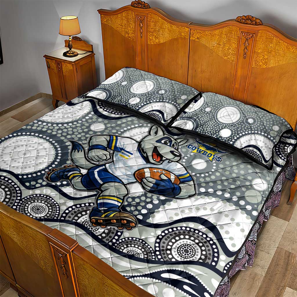 North Queensland Cowboys Quilt Bed Set Aboriginal Dot Pattern - Rugby Mascot Heritage Pride