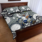 North Queensland Cowboys Quilt Bed Set Aboriginal Dot Pattern - Rugby Mascot Heritage Pride
