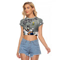 North Queensland Cowboys Raglan Cropped T Shirt Aboriginal Dot Pattern - Rugby Mascot Heritage Pride