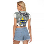North Queensland Cowboys Raglan Cropped T Shirt Aboriginal Dot Pattern - Rugby Mascot Heritage Pride