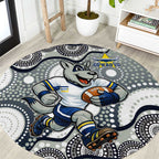 North Queensland Cowboys Round Carpet Aboriginal Dot Pattern - Rugby Mascot Heritage Pride