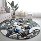North Queensland Cowboys Round Carpet Aboriginal Dot Pattern - Rugby Mascot Heritage Pride