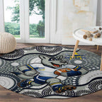 North Queensland Cowboys Round Carpet Aboriginal Dot Pattern - Rugby Mascot Heritage Pride