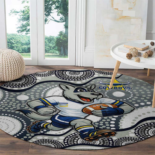 North Queensland Cowboys Round Carpet Aboriginal Dot Pattern - Rugby Mascot Heritage Pride
