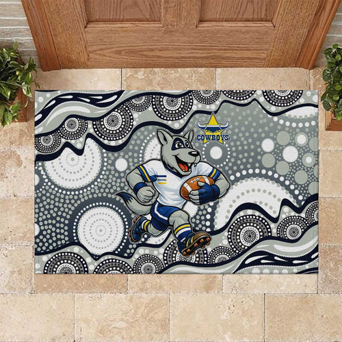 North Queensland Cowboys Rubber Doormat Aboriginal Dot Pattern - Rugby Mascot Heritage Pride