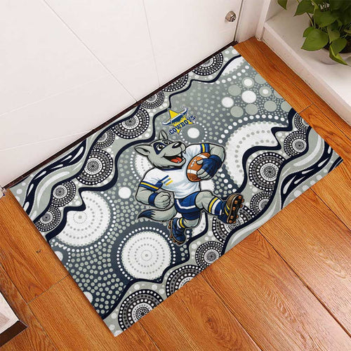 North Queensland Cowboys Rubber Doormat Aboriginal Dot Pattern - Rugby Mascot Heritage Pride