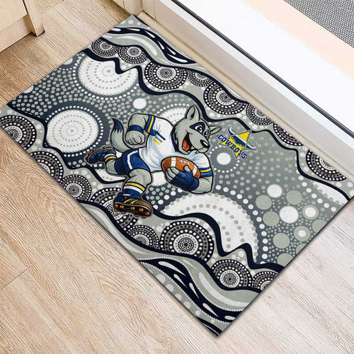 North Queensland Cowboys Rubber Doormat Aboriginal Dot Pattern - Rugby Mascot Heritage Pride