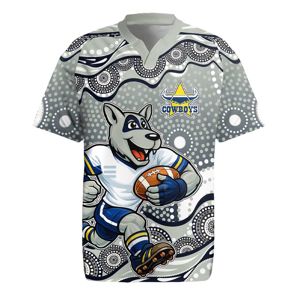 North Queensland Cowboys Rugby Jersey Aboriginal Dot Pattern - Rugby Mascot Heritage Pride