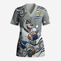 North Queensland Cowboys Scrub Top Aboriginal Dot Pattern - Rugby Mascot Heritage Pride