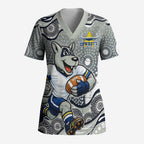 North Queensland Cowboys Scrub Top Aboriginal Dot Pattern - Rugby Mascot Heritage Pride