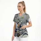 North Queensland Cowboys Scrub Top Aboriginal Dot Pattern - Rugby Mascot Heritage Pride