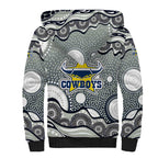 North Queensland Cowboys Sherpa Hoodie Aboriginal Dot Pattern - Rugby Mascot Heritage Pride