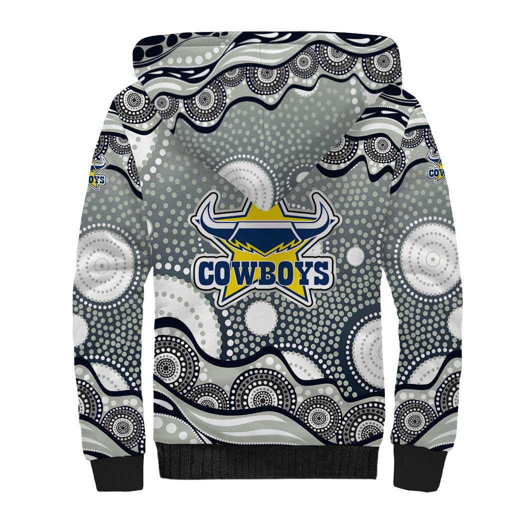 North Queensland Cowboys Sherpa Hoodie Aboriginal Dot Pattern - Rugby Mascot Heritage Pride