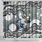 North Queensland Cowboys Shower Curtain Aboriginal Dot Pattern - Rugby Mascot Heritage Pride
