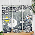 North Queensland Cowboys Skinny Tumbler Aboriginal Dot Pattern - Rugby Mascot Heritage Pride