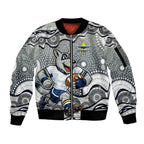 North Queensland Cowboys Sleeve Zip Bomber Jacket Aboriginal Dot Pattern - Rugby Mascot Heritage Pride