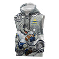 North Queensland Cowboys Sleeveless Hoodie Aboriginal Dot Pattern - Rugby Mascot Heritage Pride