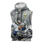 North Queensland Cowboys Sleeveless Hoodie Aboriginal Dot Pattern - Rugby Mascot Heritage Pride