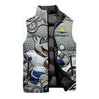 North Queensland Cowboys Sleeveless Puffer Jacket Aboriginal Dot Pattern - Rugby Mascot Heritage Pride