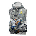 North Queensland Cowboys Sleeveless Zip Hoodie Aboriginal Dot Pattern - Rugby Mascot Heritage Pride