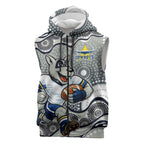 North Queensland Cowboys Sleeveless Zip Hoodie Aboriginal Dot Pattern - Rugby Mascot Heritage Pride