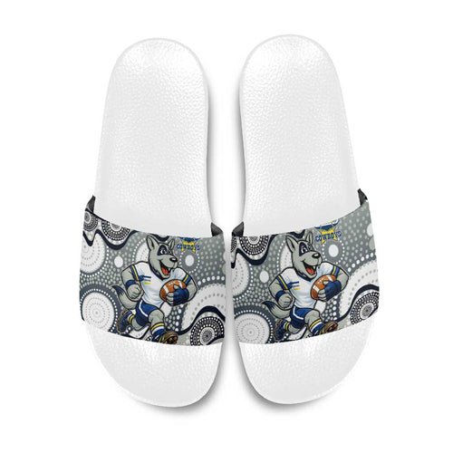 North Queensland Cowboys Slide Sandals Aboriginal Dot Pattern - Rugby Mascot Heritage Pride