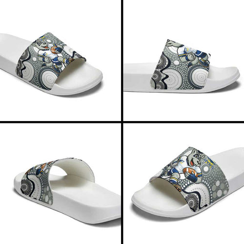 North Queensland Cowboys Slide Sandals Aboriginal Dot Pattern - Rugby Mascot Heritage Pride