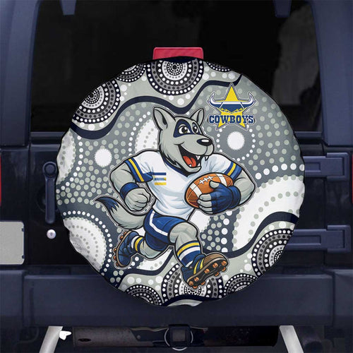 North Queensland Cowboys Spare Tire Cover Aboriginal Dot Pattern - Rugby Mascot Heritage Pride