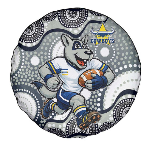 North Queensland Cowboys Spare Tire Cover Aboriginal Dot Pattern - Rugby Mascot Heritage Pride