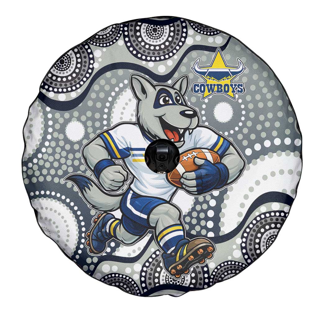 North Queensland Cowboys Spare Tire Cover Aboriginal Dot Pattern - Rugby Mascot Heritage Pride
