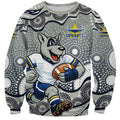 North Queensland Cowboys Sweatshirt Aboriginal Dot Pattern - Rugby Mascot Heritage Pride