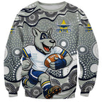 North Queensland Cowboys Sweatshirt Aboriginal Dot Pattern - Rugby Mascot Heritage Pride