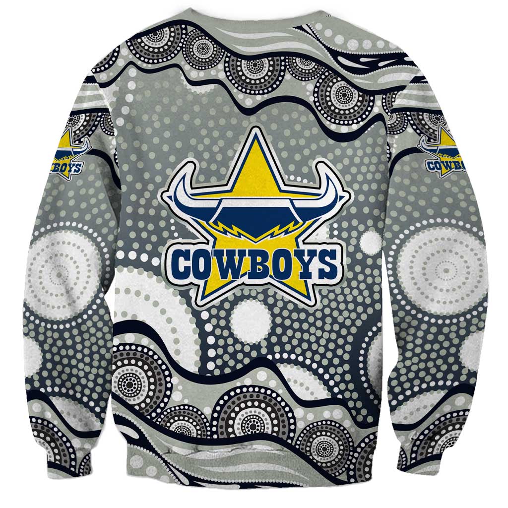 North Queensland Cowboys Sweatshirt Aboriginal Dot Pattern - Rugby Mascot Heritage Pride