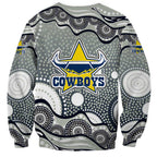 North Queensland Cowboys Sweatshirt Aboriginal Dot Pattern - Rugby Mascot Heritage Pride
