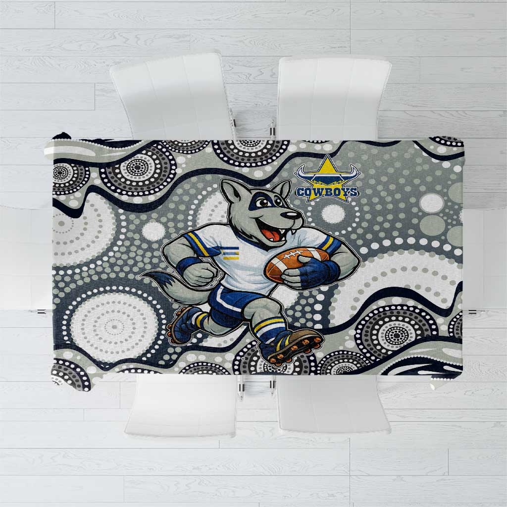 North Queensland Cowboys Tablecloth Aboriginal Dot Pattern - Rugby Mascot Heritage Pride