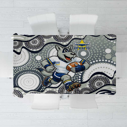 North Queensland Cowboys Tablecloth Aboriginal Dot Pattern - Rugby Mascot Heritage Pride